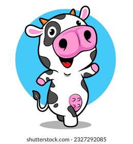 Cow Cute Cartoon Illustration Character