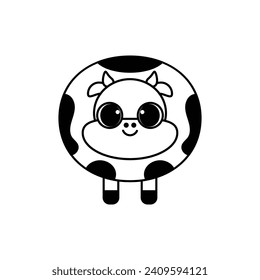 cow cute outline drawing suitable for coloring books for children black and white educational preschool activity sheet vector isolated