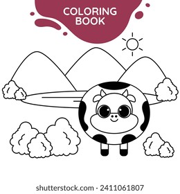 cow cute outline drawing suitable for coloring books for children black and white educational preschool activity sheet vector isolated