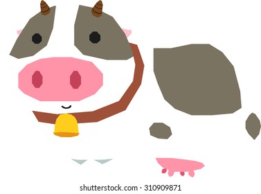 Cow with cuteness, vector illustration