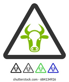 Cow Danger flat vector icon. Cow Danger icon with color versions.