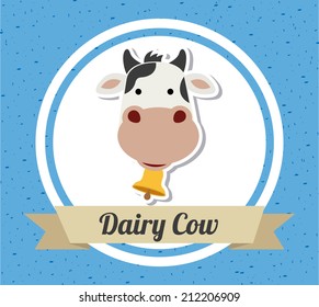 cow design over blue background vector illustration