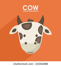 cow design over orange background vector illustration