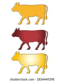 Juego de diseño de vacas - 3 tipos / 2021 material de zodiaco de tarjetas de Año Nuevo