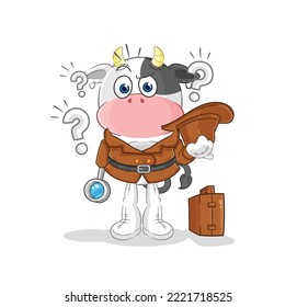 the cow detective vector. cartoon character