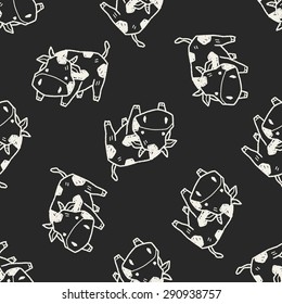 cow doodle seamless pattern background