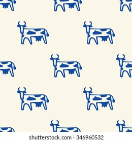 cow doodle seamless pattern background
