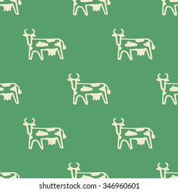 cow doodle seamless pattern background