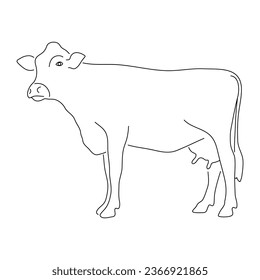 Cow in doodle style. Icons sketch hand made. Vector editable stroke.