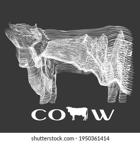 The cow is drawn with lines. Abstraction