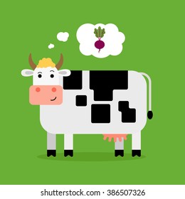 Cow dreaming of fresh beet