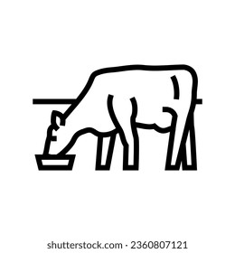 cow drinking water line icon vector. cow drinking water sign. isolated contour symbol black illustration