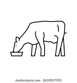 cow drinking water line icon vector. cow drinking water sign. isolated contour symbol black illustration