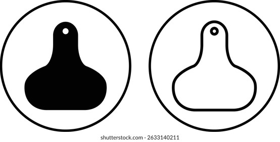 Cow ear tags icon set . Ear tag illustration sign vector collection isolated on transparent background. Identification labels for cattle, farm animals, livestock. Earmark mockups for livestock.