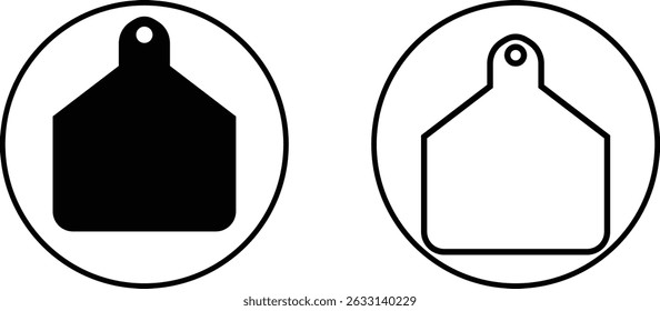 Cow ear tags icon set . Ear tag illustration sign vector collection isolated on transparent background. Identification labels for cattle, farm animals, livestock. Earmark mockups for livestock.
