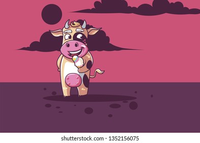 
cow eats ice cream