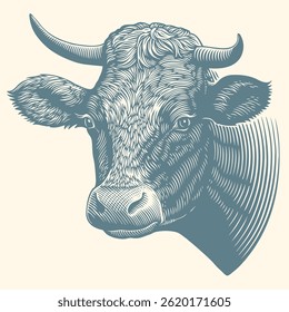 Cow. Editable hand drawn illustration. Vector vintage engraving. Isolated on light background. 8 EPS