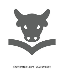 Vaca, educación, icono del conocimiento. Gráficos vectoriales grises.