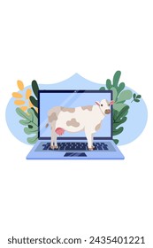 Cow Eid Al Adha Online Qurban Flat Illustration