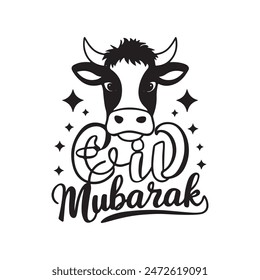 Kuh mit Eid Mubarak Vektorgrafik Silhouette Design 