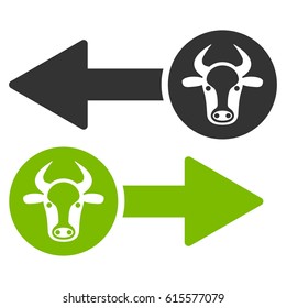 Cow Exchange Arrows vector icon. Flat bicolor eco green and gray symbol. Pictogram is isolated on a white background. Designed for web and software interfaces.