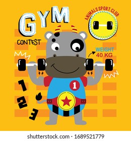 the cow is exercising funny animal cartoon,vector illustration
