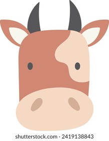 Cow Face Cartoon Vector Illustration