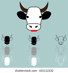 Cow face different colour icon set.