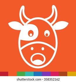 Cow Face emotion Icon Illustration sign design