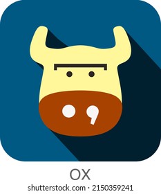 cow face flat icon design. Animal icons series.