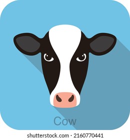Diseño de iconos planos de cara de vaca. Serie de iconos de animales, ilustración vectorial