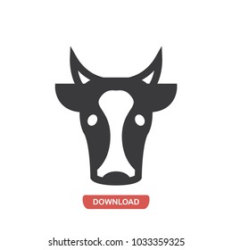 Cow face front vector icon