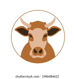 cow face , front view, vector illustration, flat style