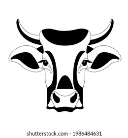 cow face , front view, vector illustration, flat style