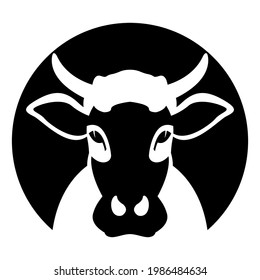 cow face , front view, vector illustration, flat style, logo