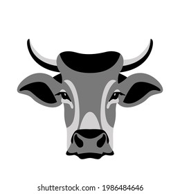 cow face , front view, vector illustration, flat style