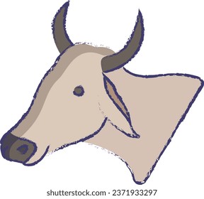 Cow face hand drawn vector illustration