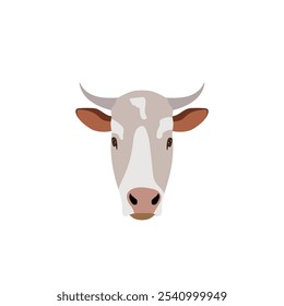 Cow Face, head Farm Animal Icon Stock Illustration on white background.