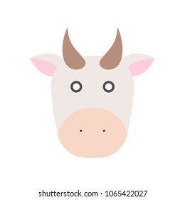 Cow face icon, flat design vector
