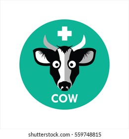 Cow Face Icon Flat Design Vector
