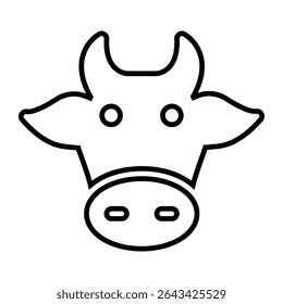 cow face line icon design. cow face thin black outline symbol vector illustration. editable stroke icon on transparent background.