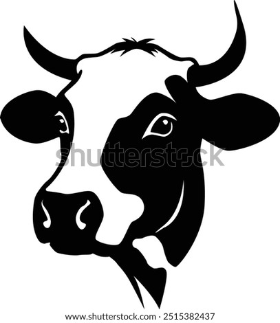 Cow face logo, cow head, icon, logo, Vector illustration, The best of Cow Silhouette icon, cow head logo vector, black and white logo