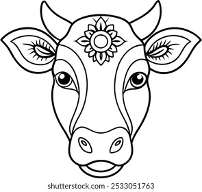 Cow Face with Mandala Patterns Along the Forehead | Unique Animal Mandala Art

