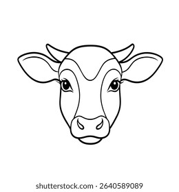 Cow face outline calm drawing.