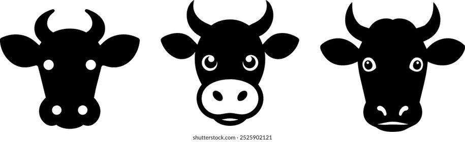 Cow face Silhouette Vector Illustration Stock Vector 