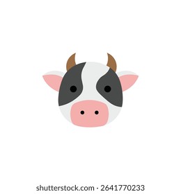 Cow Face Vector in Flat Style