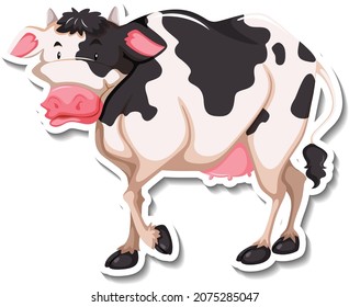 Cow farm animal cartoon sticker illustration