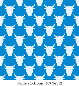 Cow farm animal character vector illustration cattle mammal nature wild beef agriculture seamless pattern.