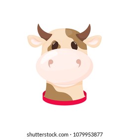 Cow farm animal cute cartoon cattle vector illustration dairy domestic mammal milk agriculture bull character. Farming beef rural cow head.