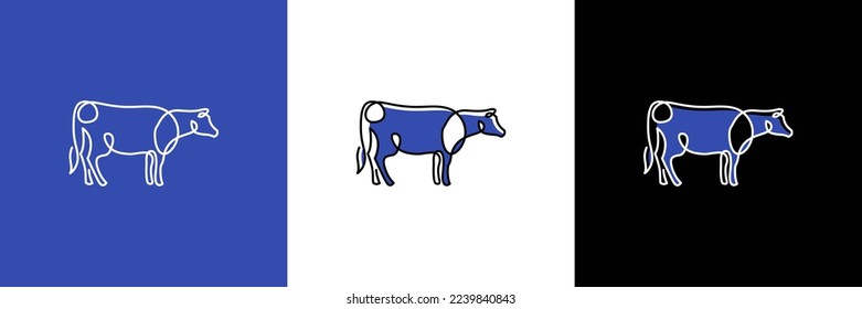 Cow, farm animal line icon.